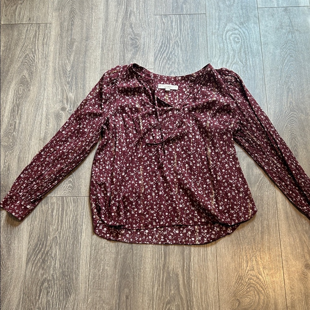 LOFT Floral Burgundy Women's Top